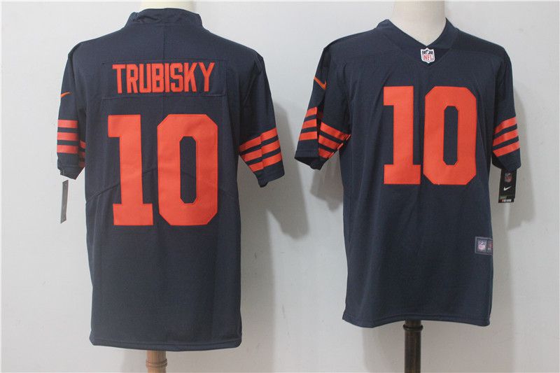 Men Chicago Bears 10 Trubisky Blue Orange Nike Vapor Untouchable Limited NFL Jerseys